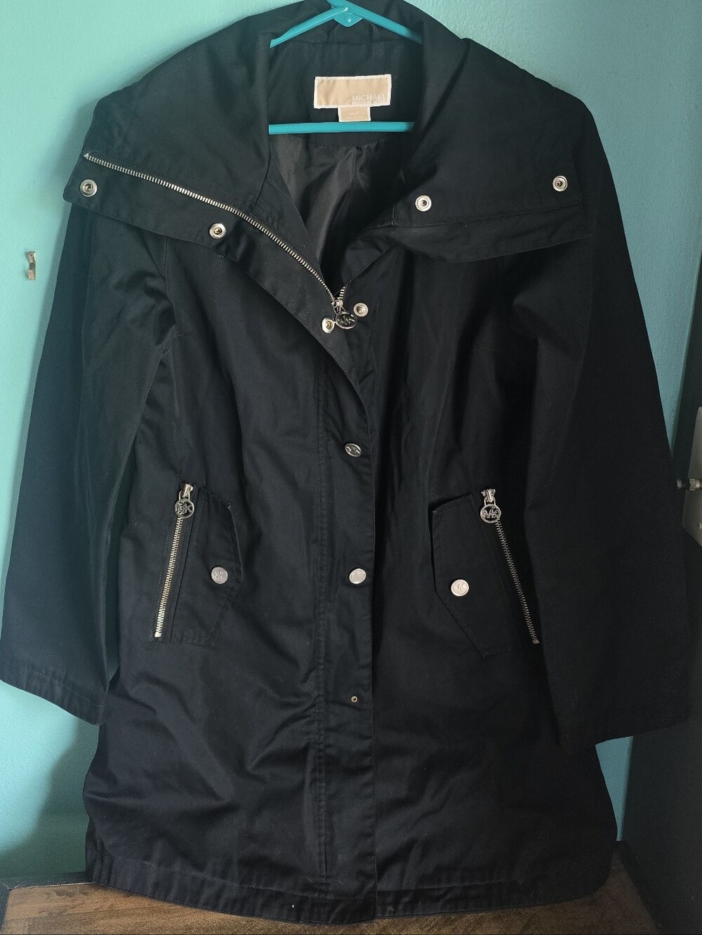 Michael Kors Black Hooded Trench Coat